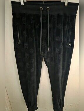 100% AUTHENTIC DOLCE & GABBANA,Black Velour Jogger Pants with Drawstring NWT ...